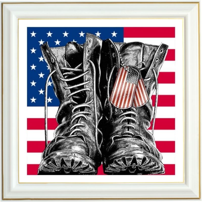 Broderie diamant - Chaussures rangers d'Amérique