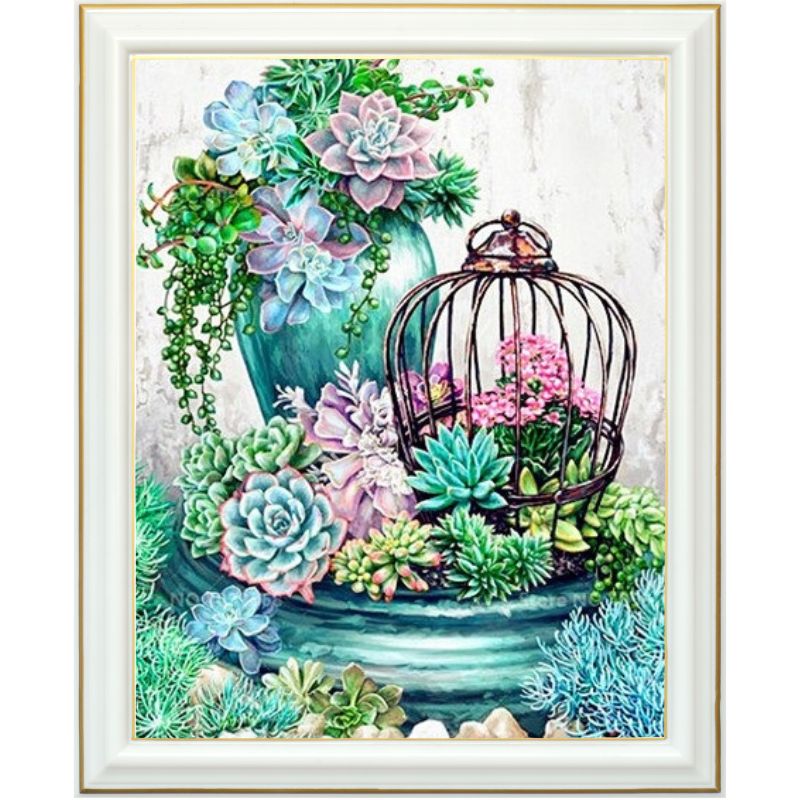 Broderie diamant - Plantes vertes