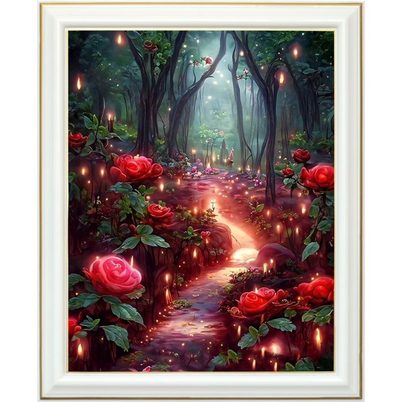 Kit de diamond painting AB - Chemin de roses féérique