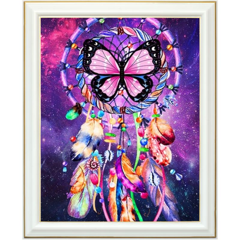 Diamond painting - Attrape-rêves plume et papillon