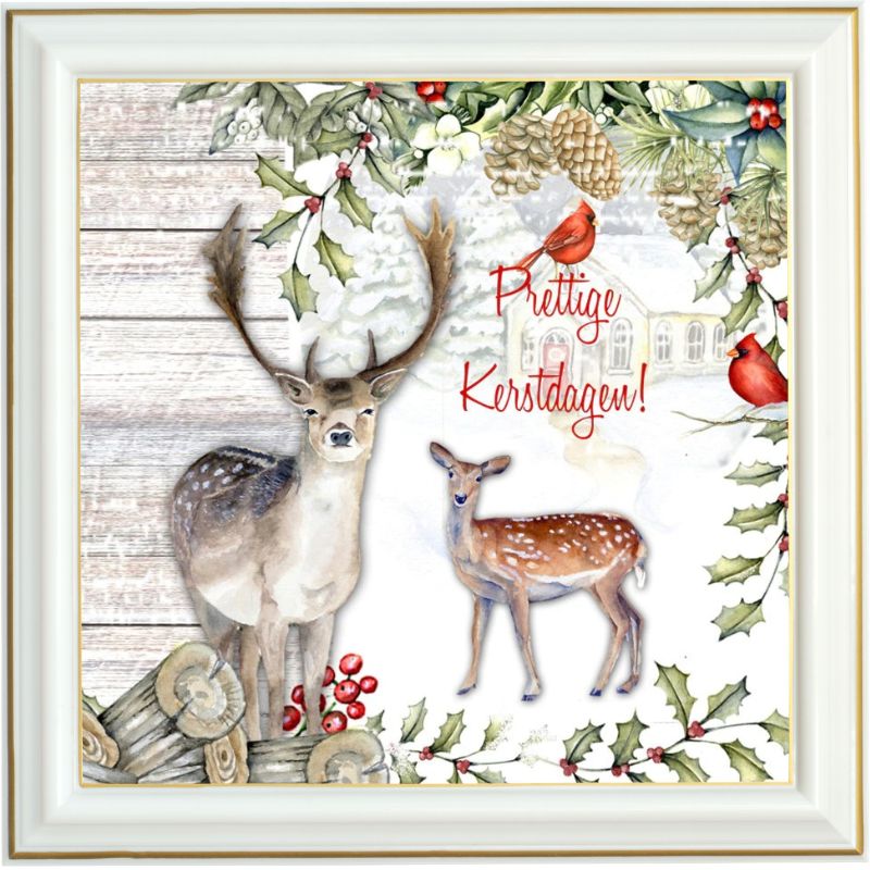 Broderie diamant - Cerf et houx