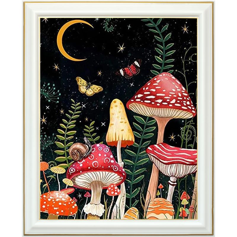 Broderie diamant - Champignons de nuit