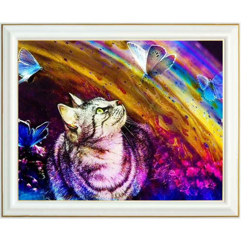 Broderie diamant - Chat et voie lactée