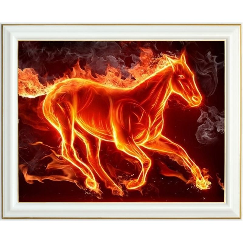 Broderie diamant - Cheval de feu