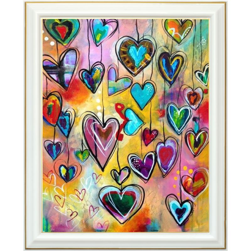 Broderie diamant - Dessin de cœur multicolores