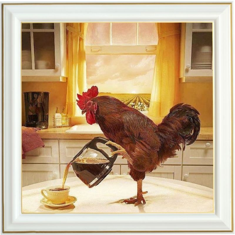 Broderie diamant - Coq et café