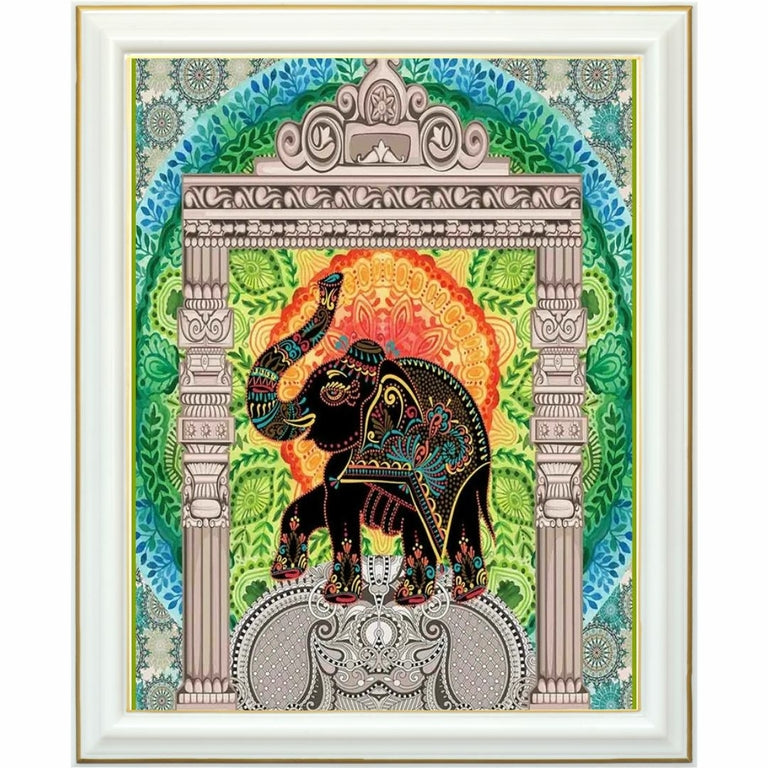 Diamond painting - Éléphant Royal en Mandala Oriental