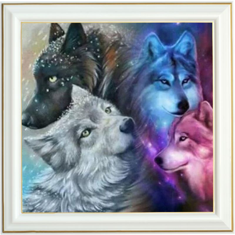 Diamond painting - Les 4 loups