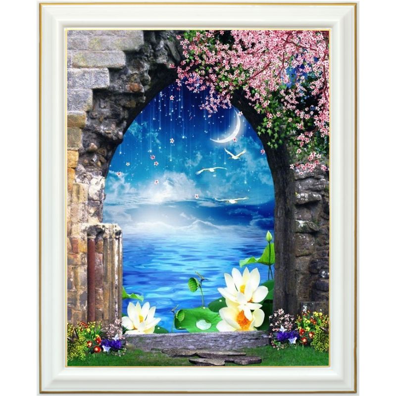 Broderie diamant - Porte sur l'océan