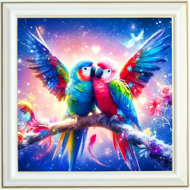 Diamond painting - Perroquets amoureux sous les étoiles