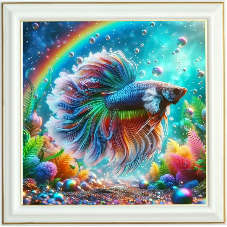 Diamond painting AB - Poisson arc-en-ciel éblouissant