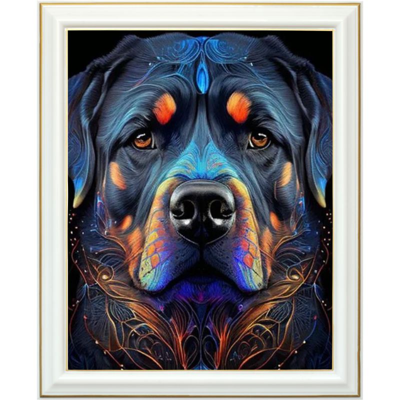 Diamond painting - L'Éclat féroce du Rottweiler