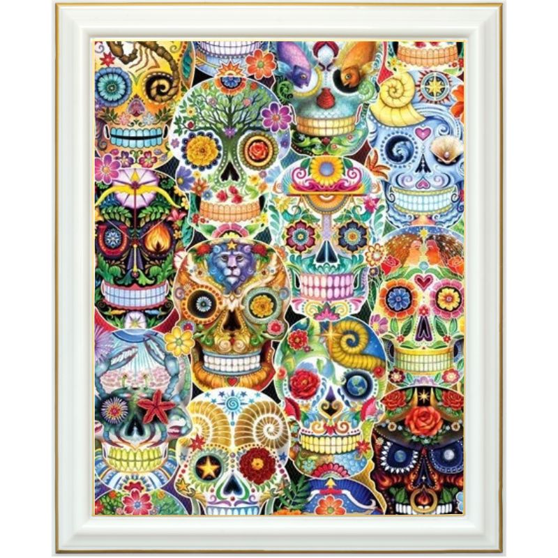 Diamond painting - Têtes de morts en folie