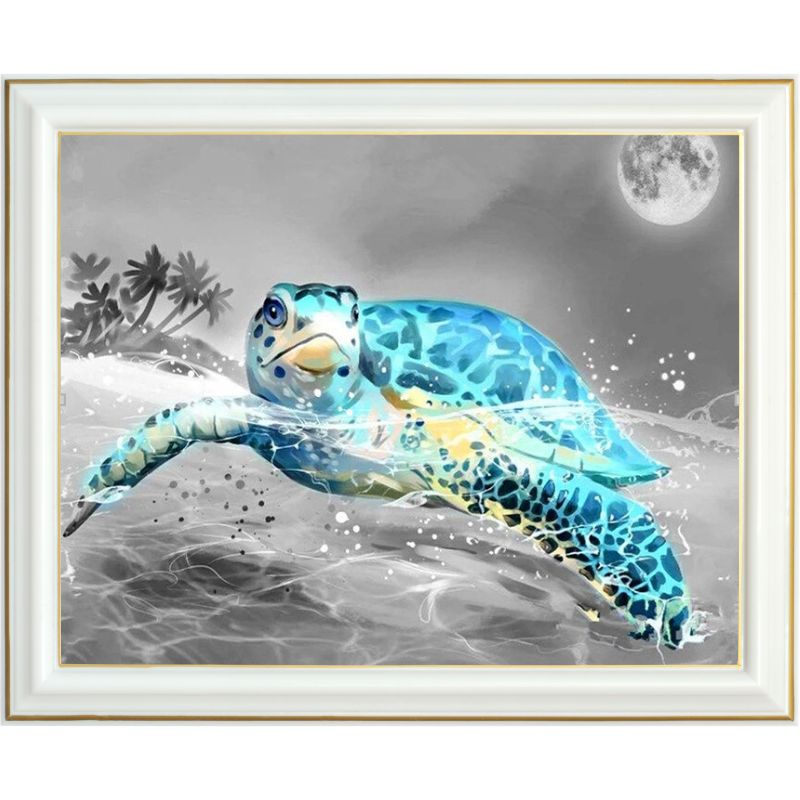 Broderie diamant - Tortue de plage