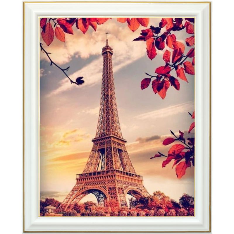 Broderie diamant - Tour Eiffel en automne