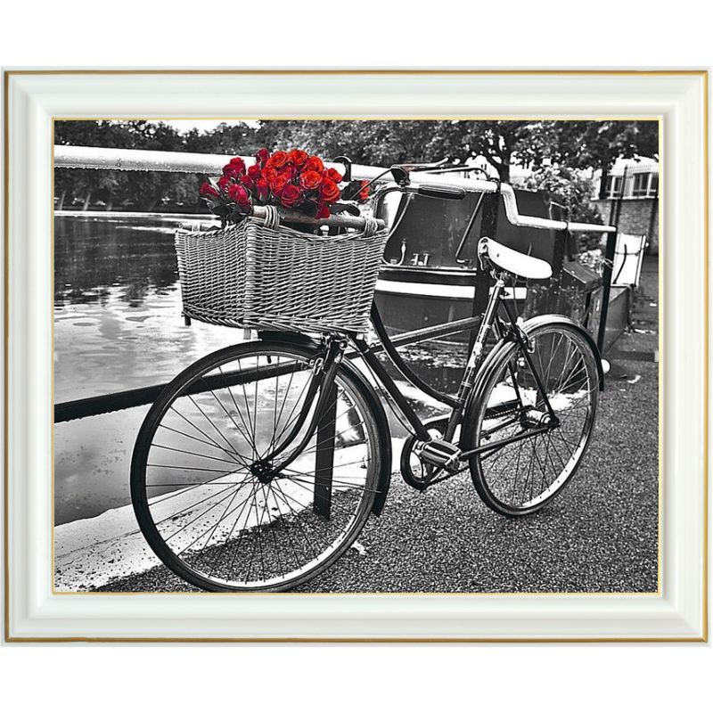Broderie diamant - Vélo en noir et blanc