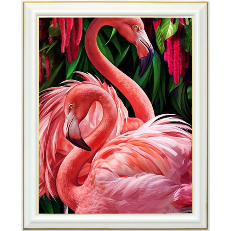 Broderie diamant - Couple de flamants roses