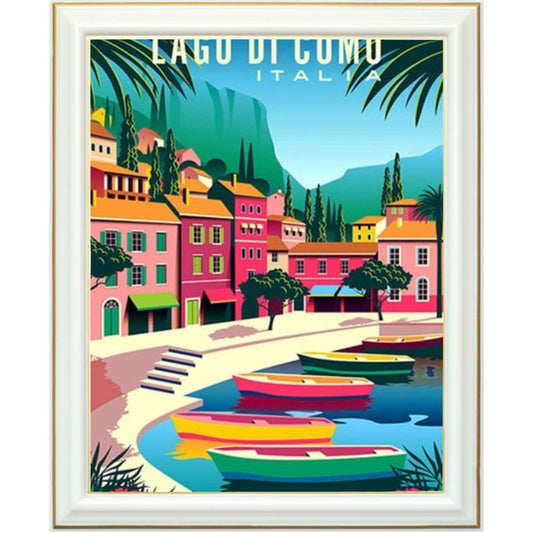 Broderie diamant - Affiche lac de Côme
