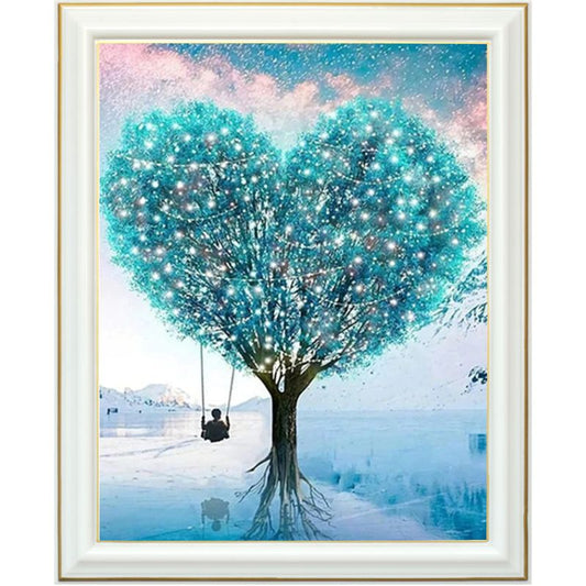 Broderie diamant - Arbre turquoise