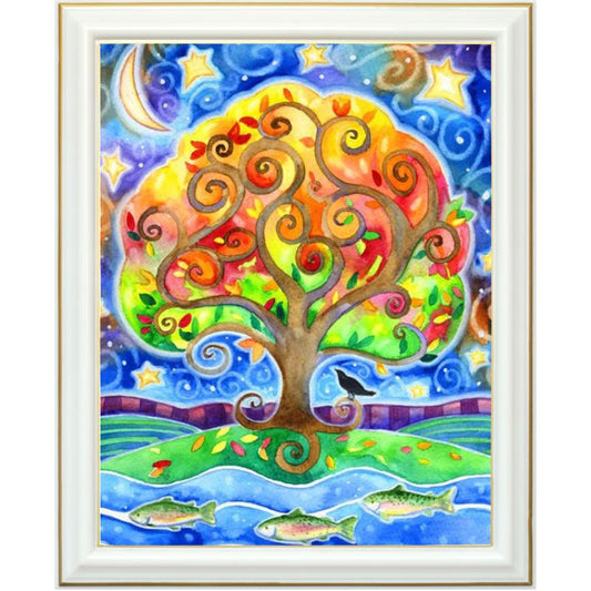 Broderie diamant - Dessin d'arbre coloré