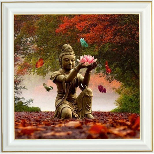 Broderie diamant - Bouddha en automne