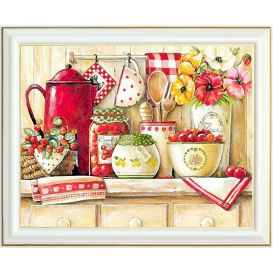 Broderie diamant - Buffet de cuisine