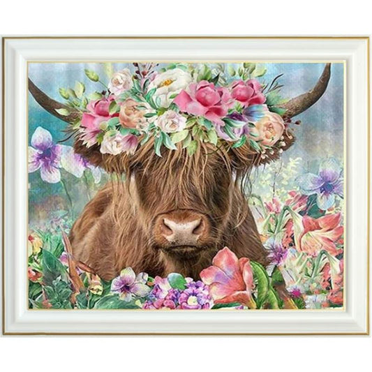 Broderie diamant - Buffle fleuri