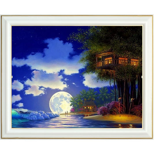 Broderie diamant - Bungalow sur la mer
