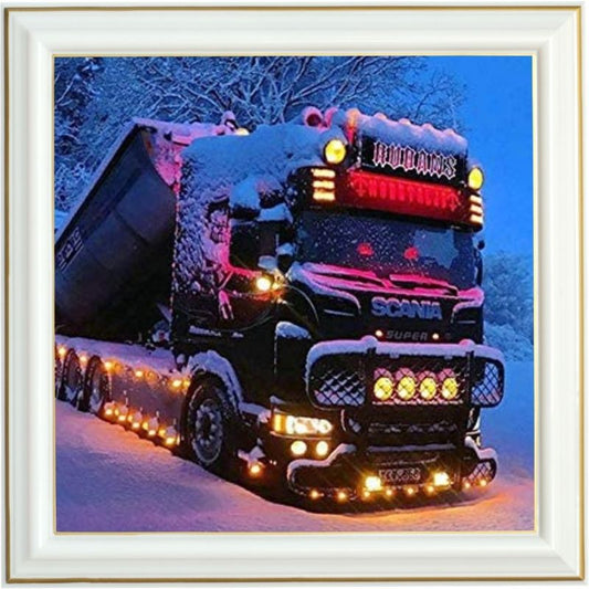 Broderie diamant - Camion à neige
