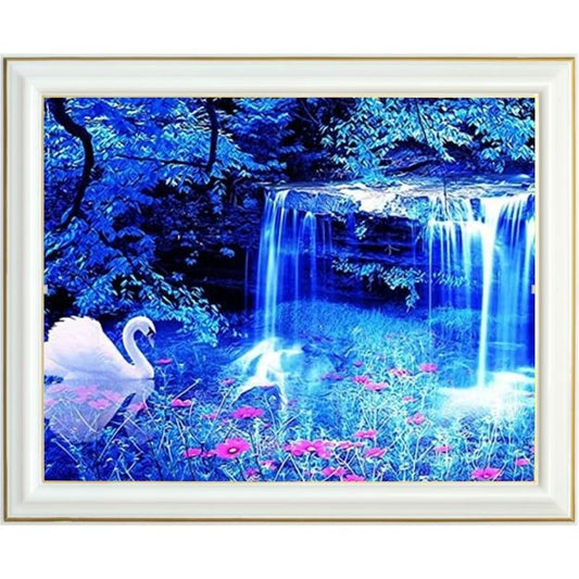 Broderie diamant - Cygnes et cascade