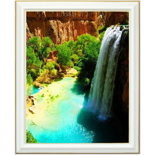 Tableau diamant - Cascade et falaise