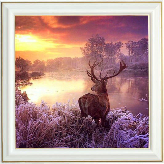 Broderie diamant - Cerf violet