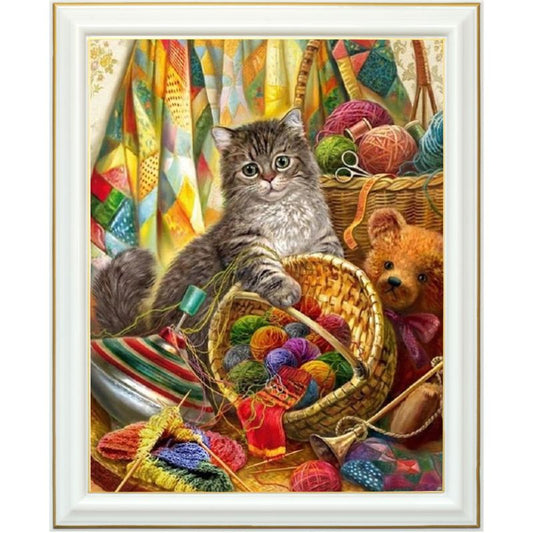 Broderie diamant - Chat farceur
