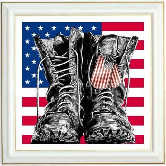 Broderie diamant - Chaussures rangers d'Amérique