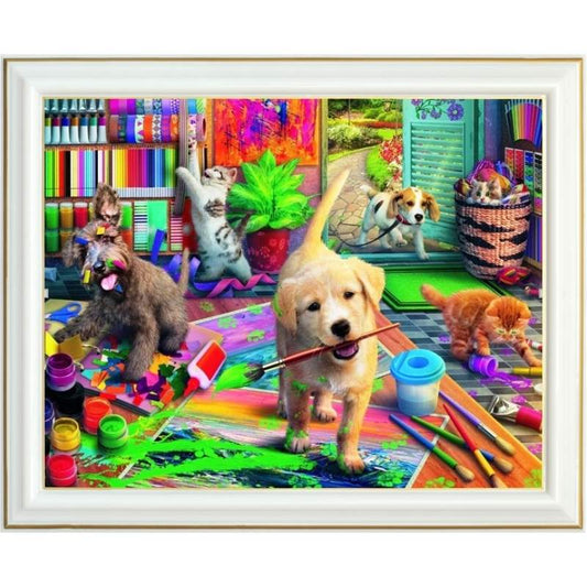 Peinture diamant - Peintres chiens
