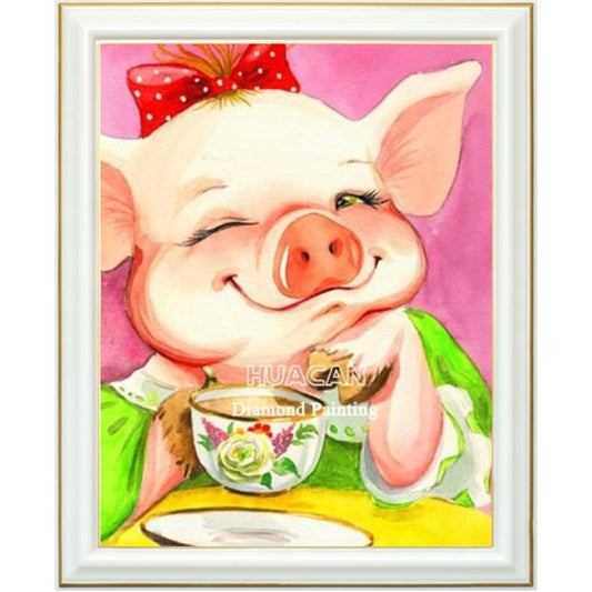 Broderie diamant - Pause de cochon