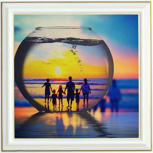 Broderie diamant - Bocal et coucher de soleil