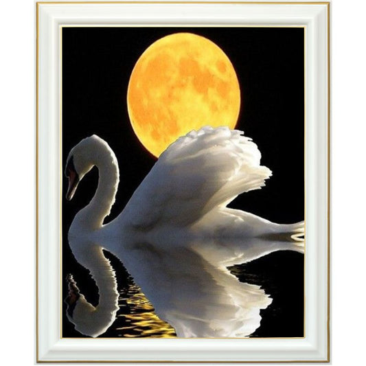 Broderie diamant - Cygne et lune
