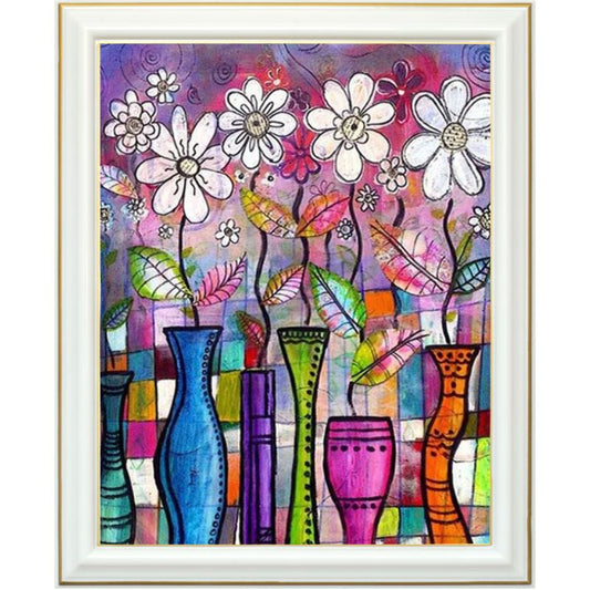 Broderie diamant - Peinture de marguerites