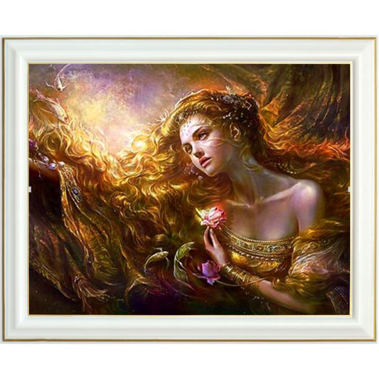 Broderie diamant - Femme aux poissons