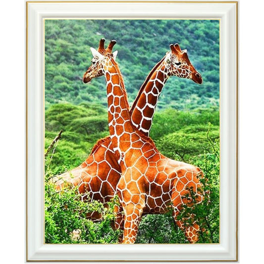 Broderie diamant - Duo de girafes