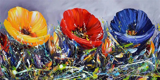 Broderie diamant XXL - Coquelicots