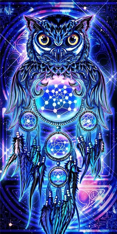 Diamond painting XXL - Hibou attrape-rêves