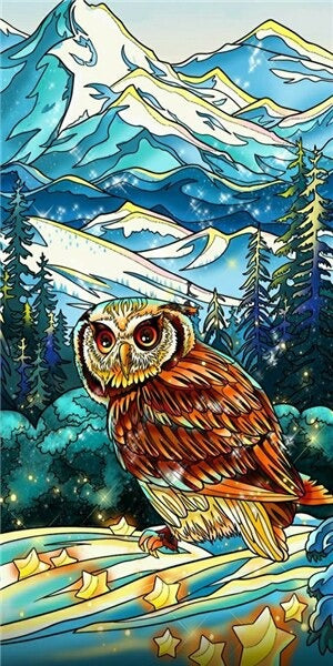 Broderie diamant XXL - Hibou des montagnes