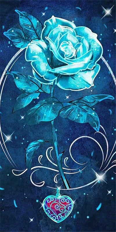 Broderie diamant XXL - Rose bleu