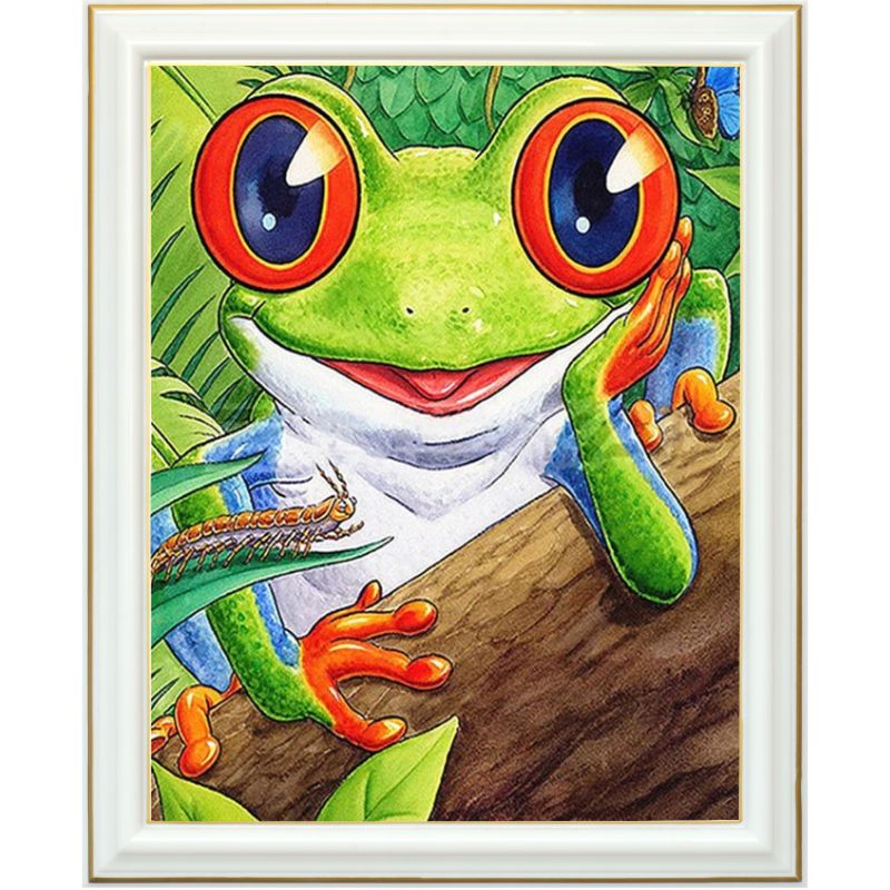 Broderie diamant - Dessin de grenouille