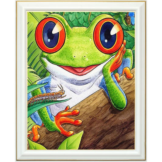 Broderie diamant - Dessin de grenouille