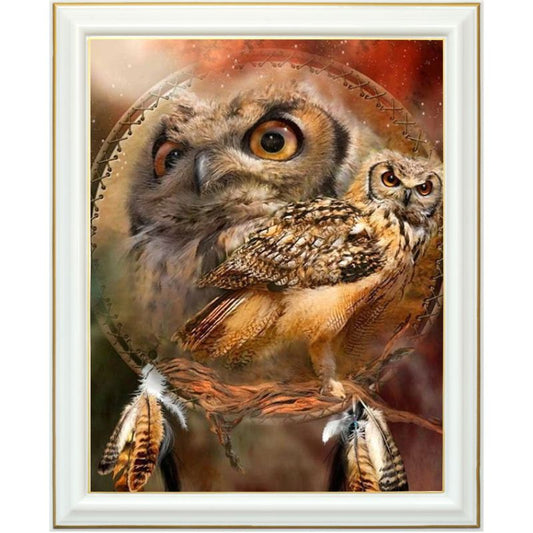 Broderie diamant - Hibou attrape-rêves