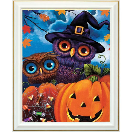 Broderie diamant - Hibou d'halloween