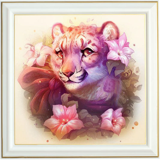 Broderie diamant - Fille léopard